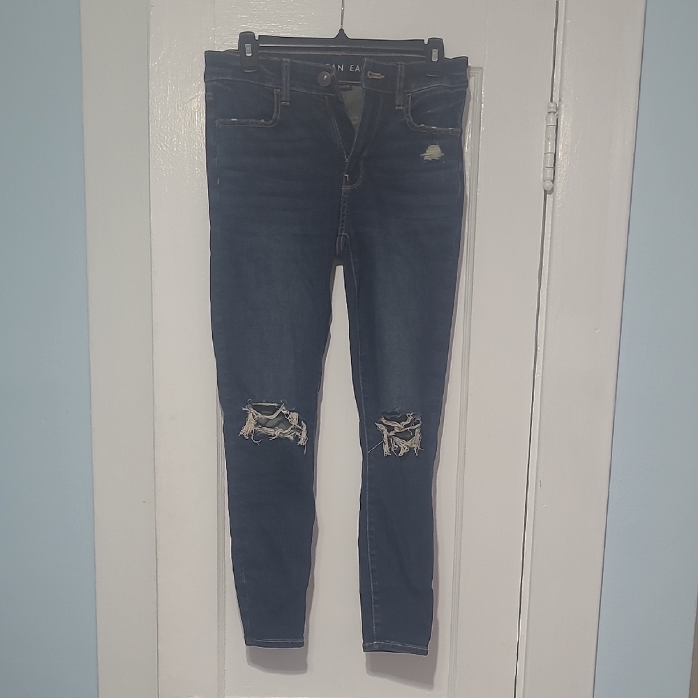 Women's Distressed Blue Jeans